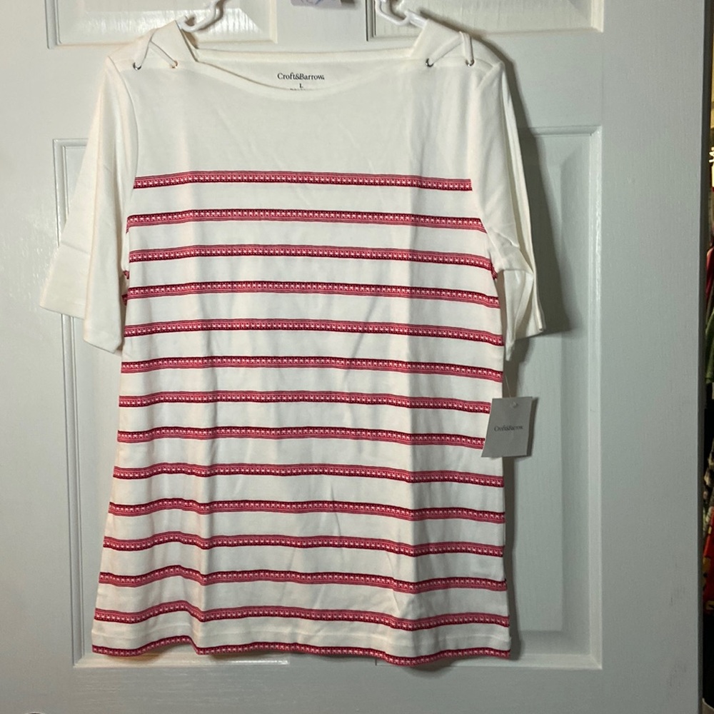 Croft & borrow Pink And White short sleeve Shirt